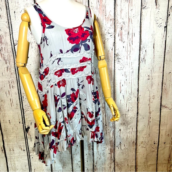 πHPπ Free People Intimacy Voile and Trapeze Slip Lace Floral Dress Size XS - Picture 1 of 15
